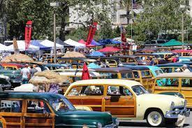 Classic woodie cars at Doheny State Beach